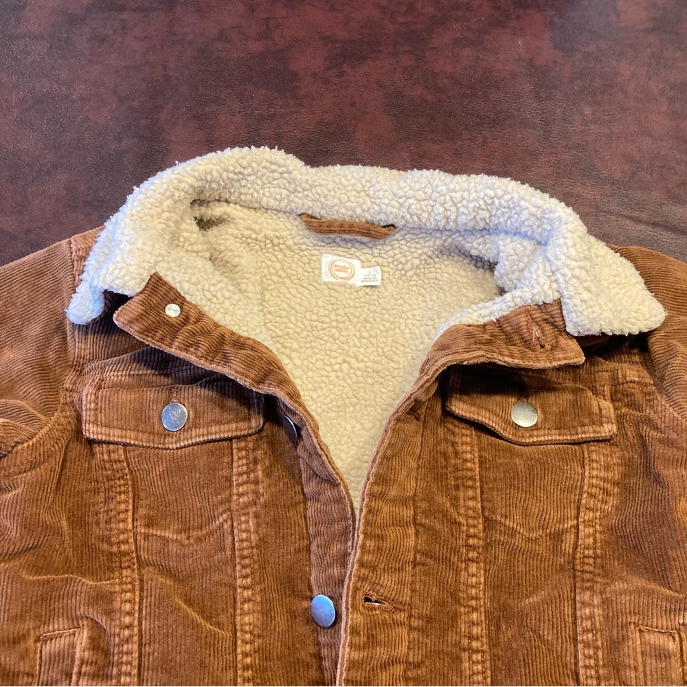 Chestnut Brown Shearling Lined Corduroy Work Coat - Picture 3 of 8